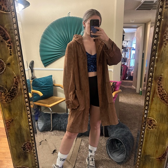 Newport Harbor Jackets & Blazers - Vintage Oversized Newport Harbor Brown Suede Women's Leather Jacket